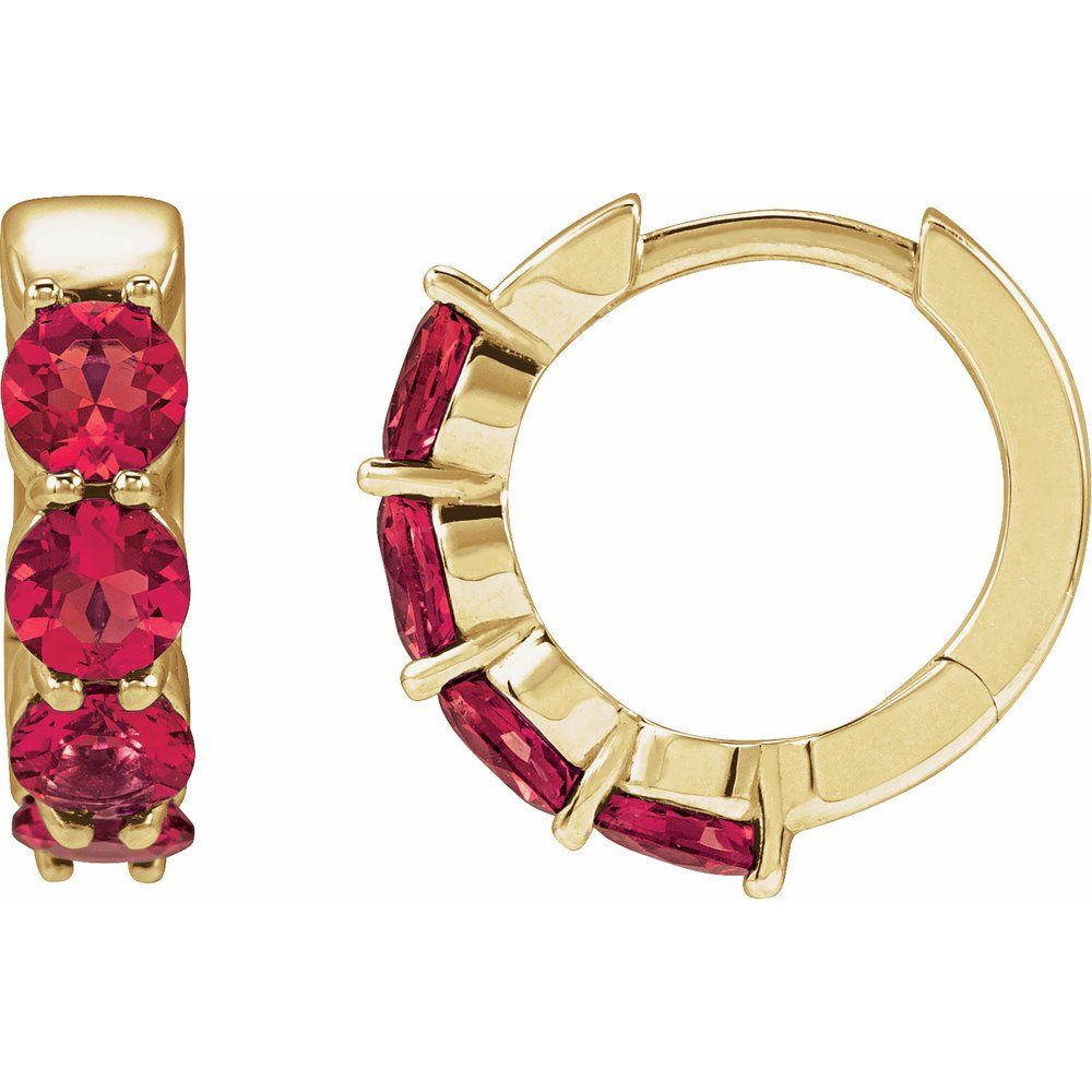 14K Lab Grown Gemstone Huggie Hoops