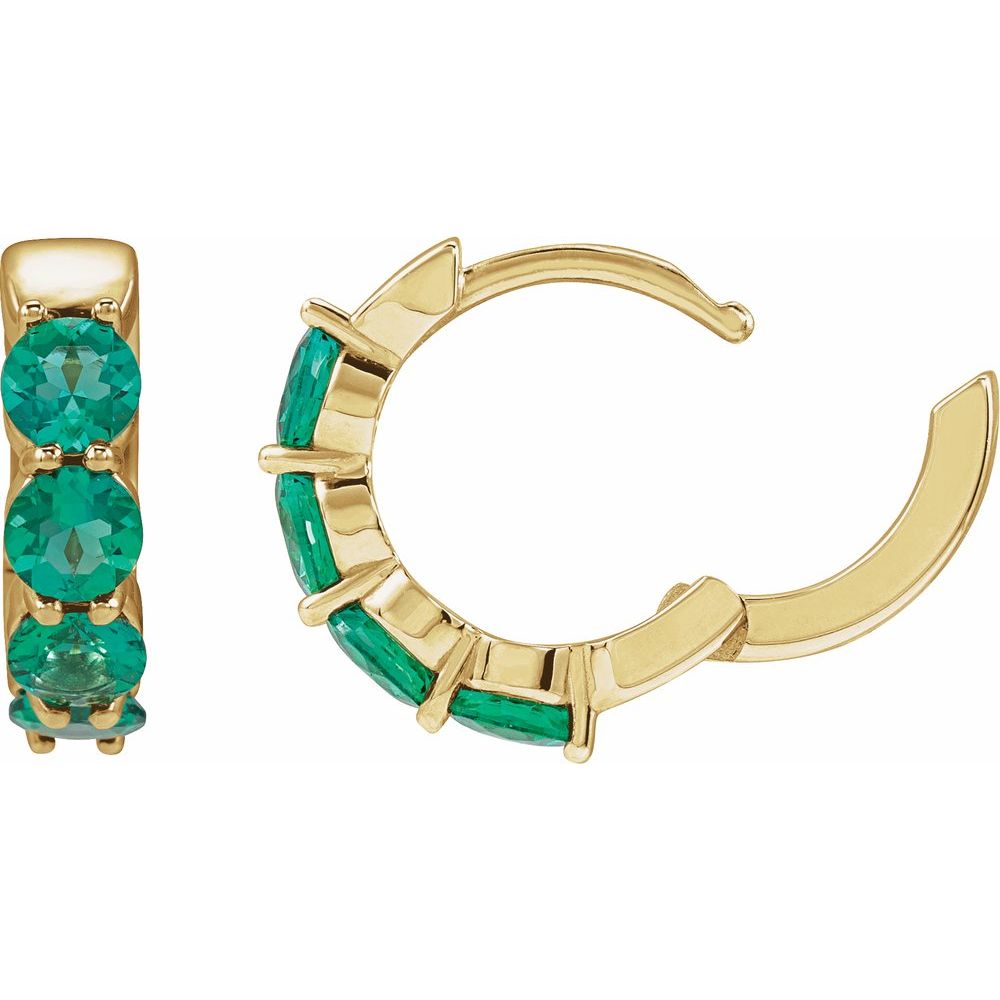 14K Lab Grown Gemstone Huggie Hoops