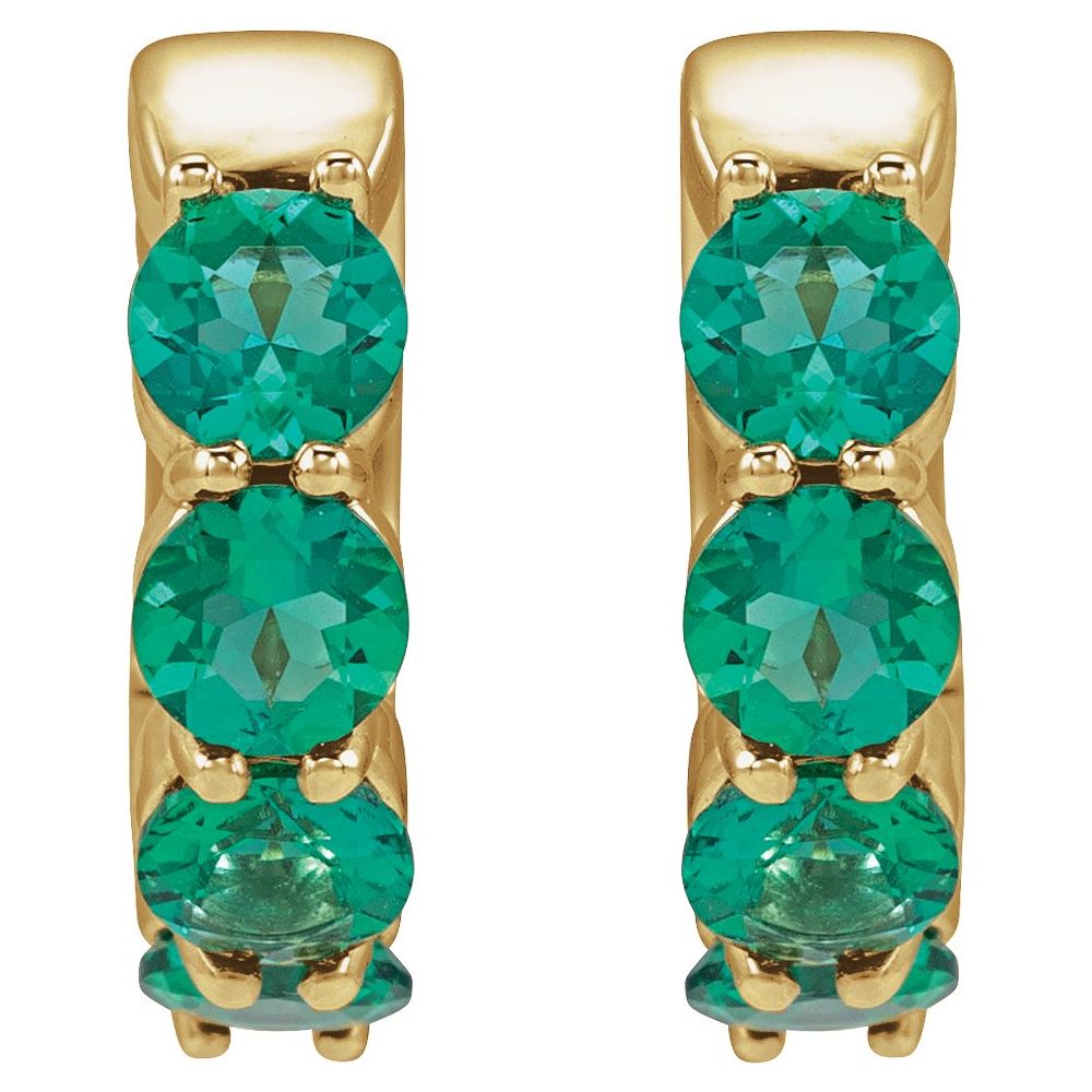 14K Lab Grown Gemstone Huggie Hoops