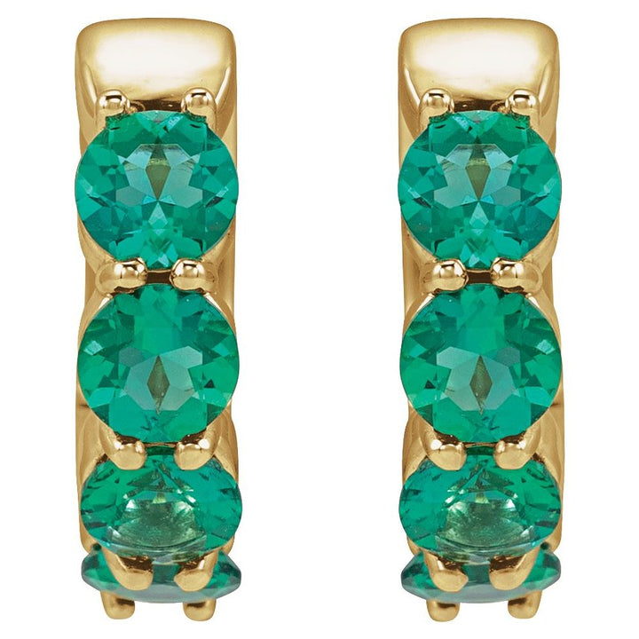 14K Lab Grown Gemstone Huggie Hoops