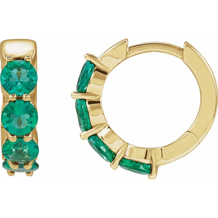 14K Lab Grown Gemstone Huggie Hoops