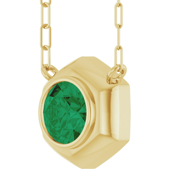 14K Geometric Bezel Gemstone Necklace