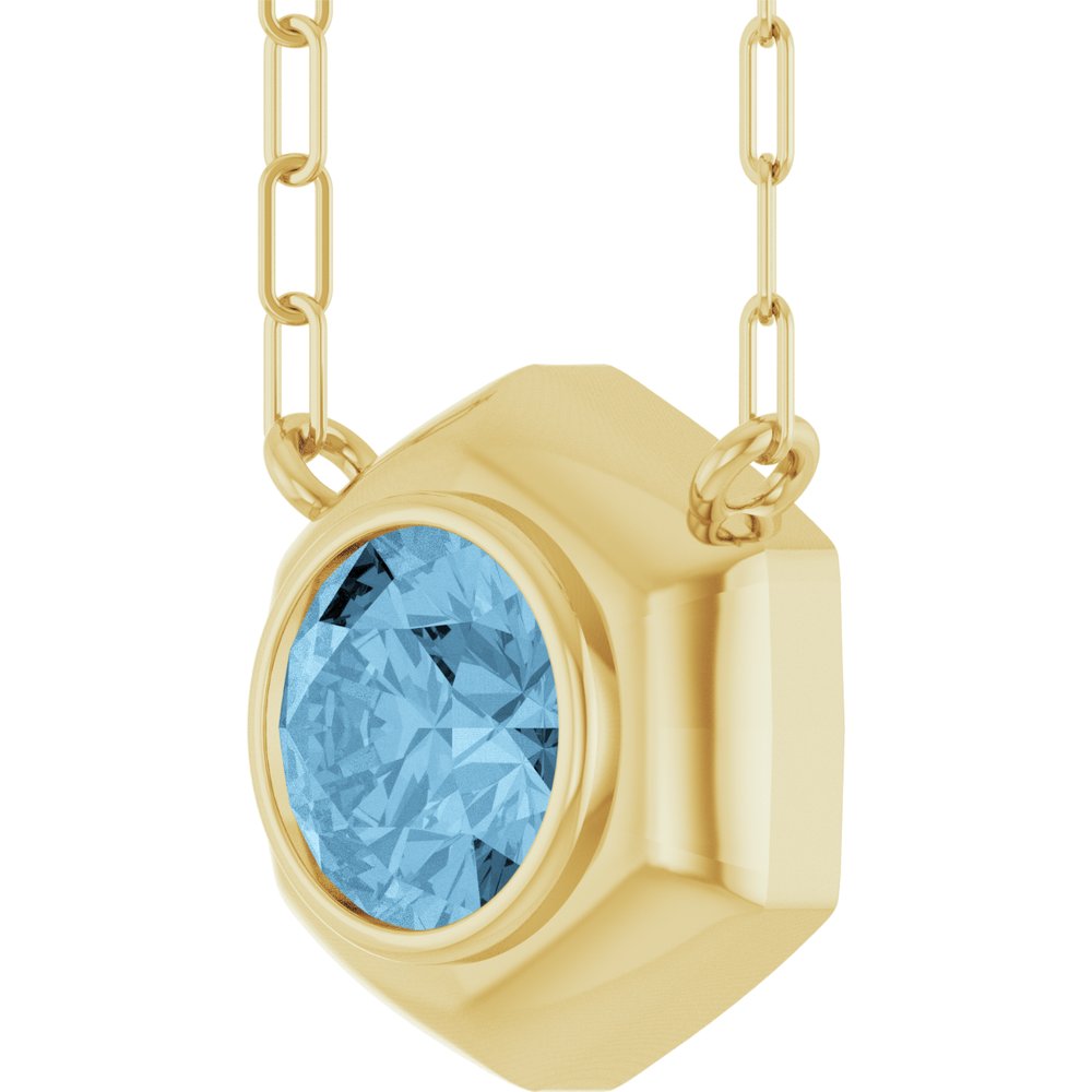 14K Geometric Bezel Gemstone Necklace
