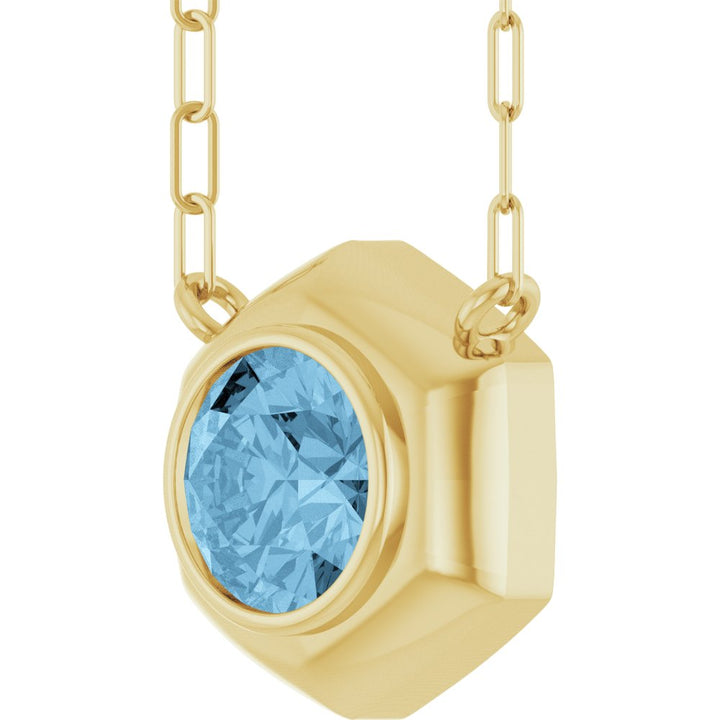 14K Geometric Bezel Gemstone Necklace