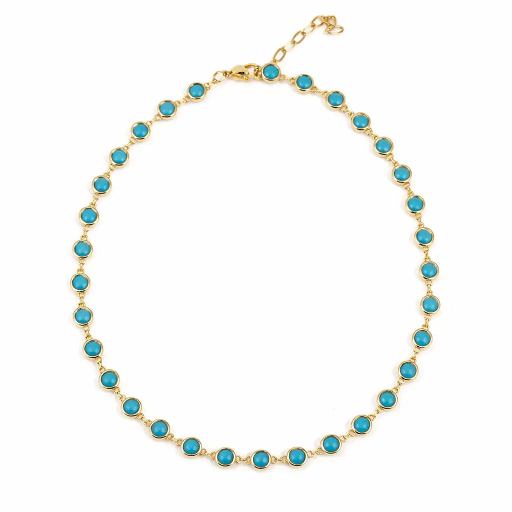 Turquoise Bezel Chain Link Necklace