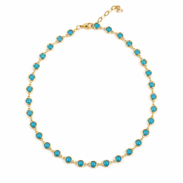 Turquoise Bezel Chain Link Necklace
