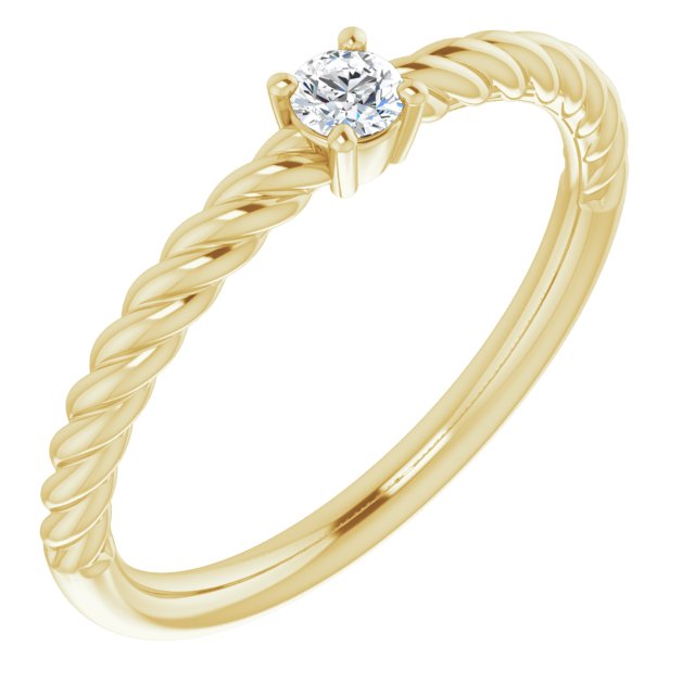 14K 1/10 CTW Natural Diamond Solitaire Rope Ring