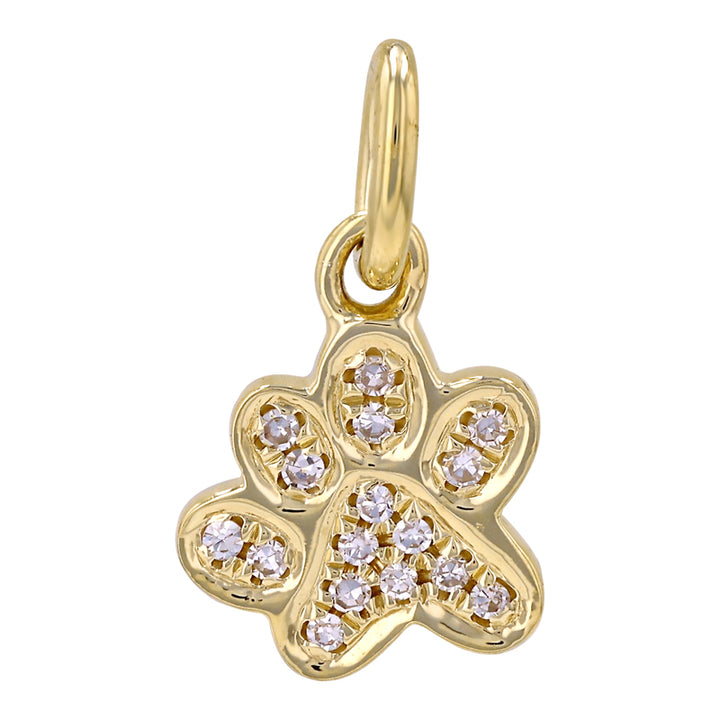 14K Diamond Paw Print Charm