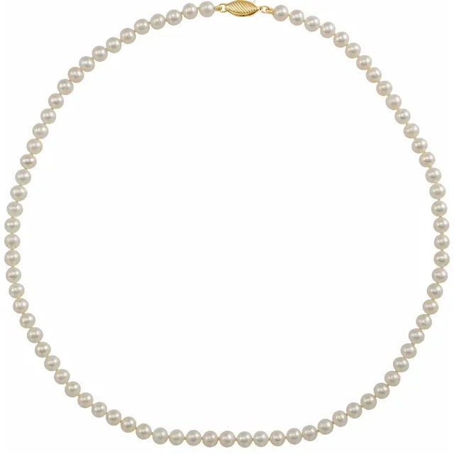 14K Cultured White Freshwater Pearl Necklace