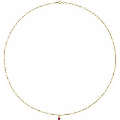 14K Natural Gemstone Bezel-Set Necklace