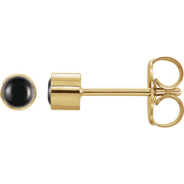 14K Natural Gemstone Bezel-Set Stud
