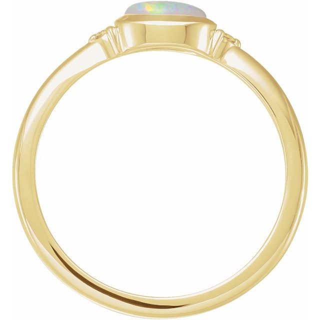 14K Natural White Ethiopian Opal & .03 CTW Natural Diamond Ring