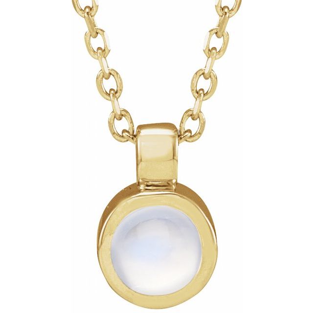 14K Natural Gemstone Bezel-Set Petite Necklace