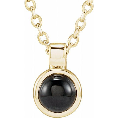 14K Natural Gemstone Bezel-Set Petite Necklace