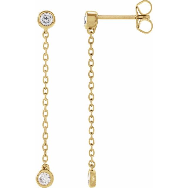 14K 1/4 CTW Lab Grown Diamond Bezel-Set Chain Earrings