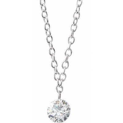 14K Floating Natural Diamond Drop Necklace