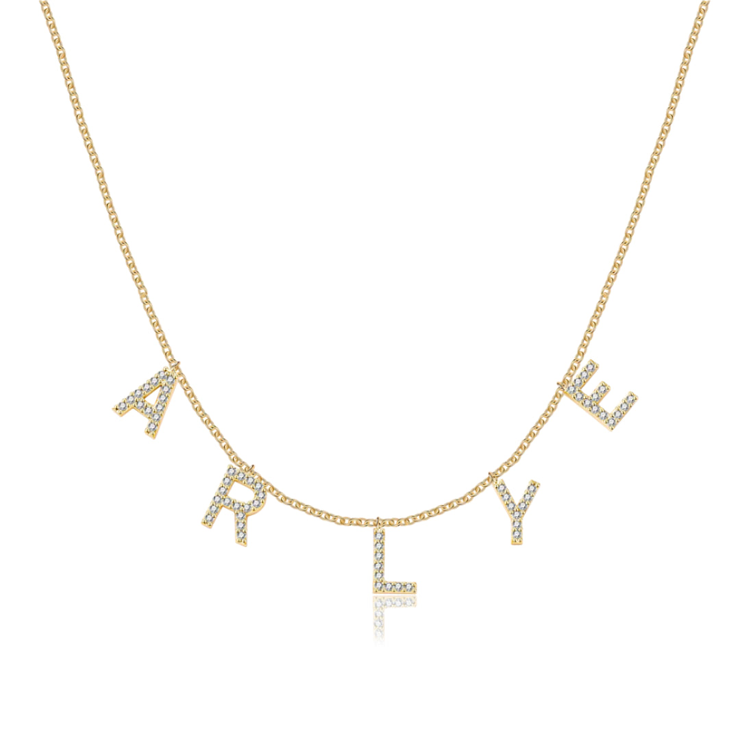 Pave Dangle Name Necklace