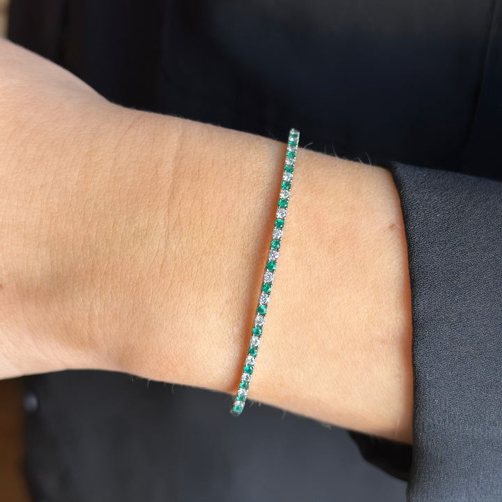 14K Alternating Gemstone & Diamond Flex Bangle