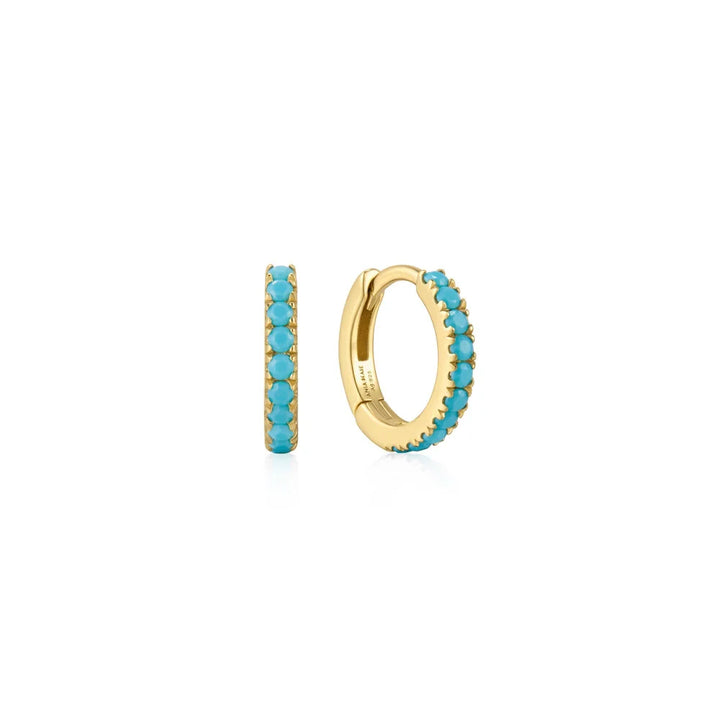 Turquoise Gemstone Huggie Hoops