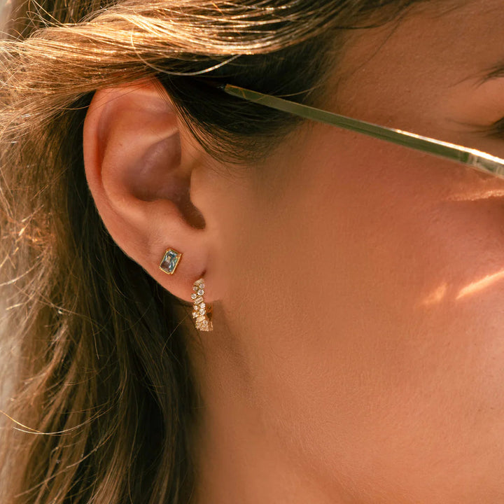 Aquamarine Baguette Studs