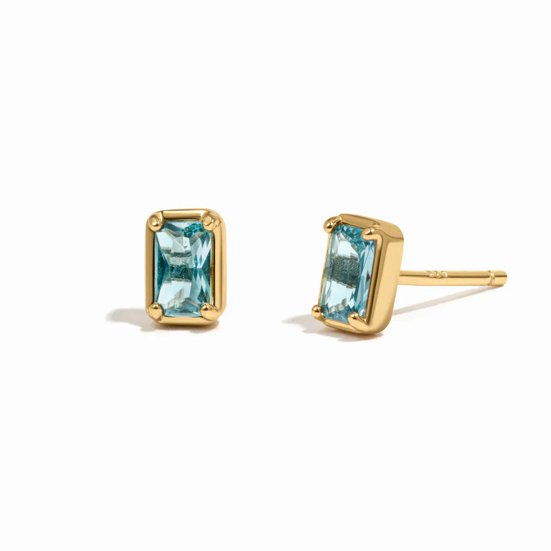 Aquamarine Baguette Studs