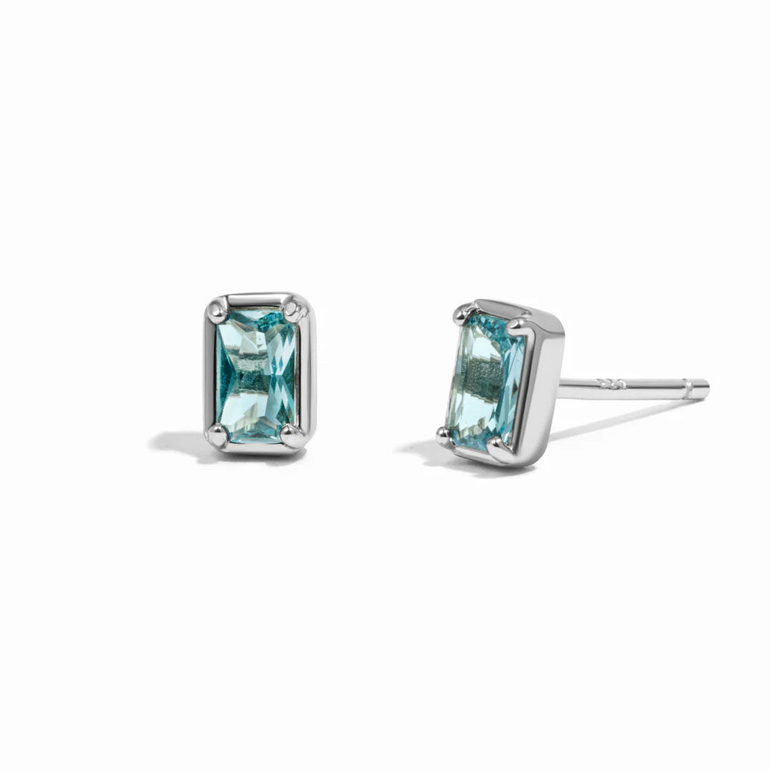 Aquamarine Baguette Studs