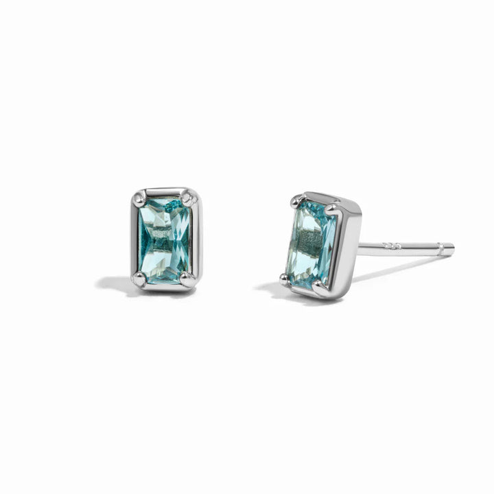 Aquamarine Baguette Studs