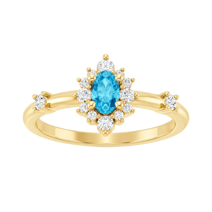 14K Oval Gemstone &amp; 1/6 CTW Natural Diamond Halo-Style Ring