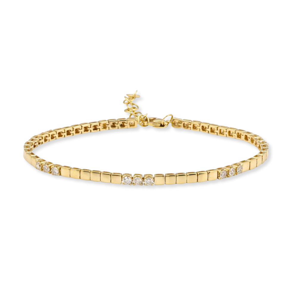 14K Diamond Square Pattern Bracelet