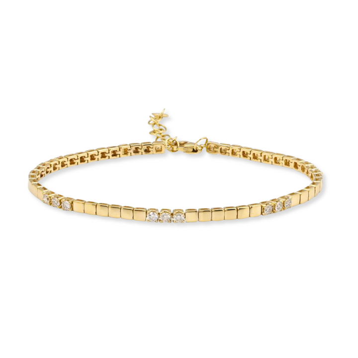 14K Diamond Square Pattern Bracelet