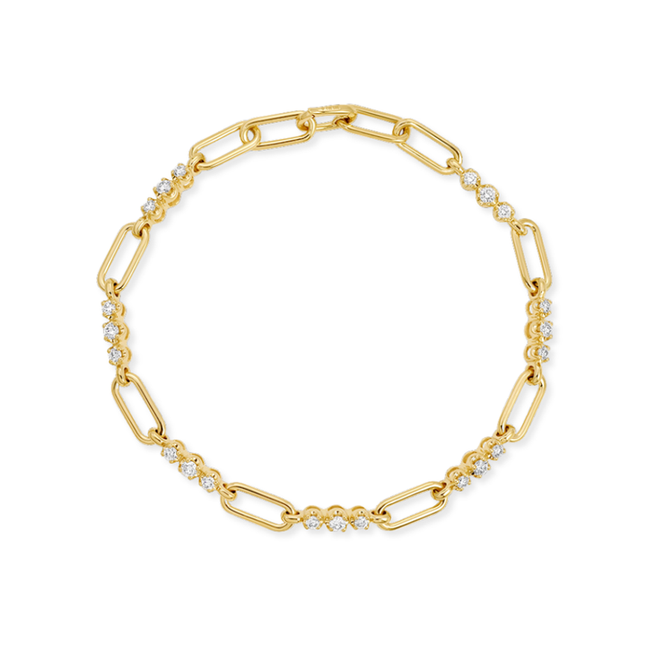 14K Diamond Trio Paperclip Bracelet