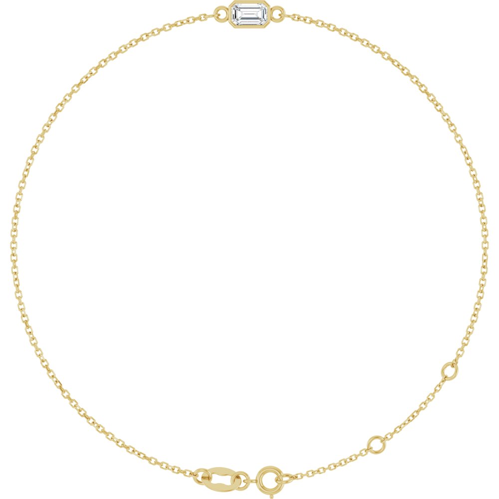 14K Emerald-Cut Bezel Diamond Bracelet