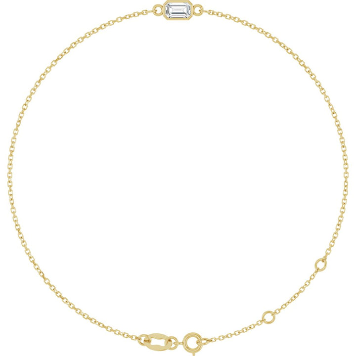 14K Emerald-Cut Bezel Diamond Bracelet