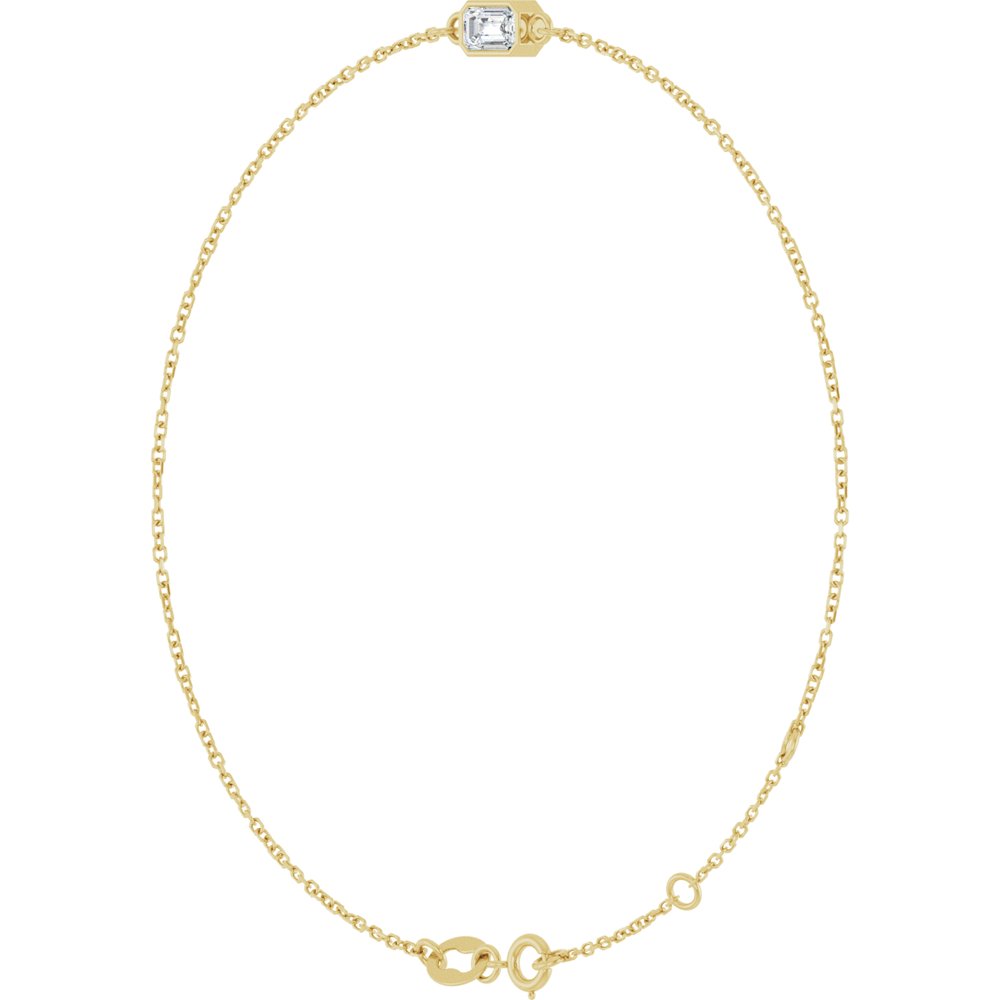 14K Emerald-Cut Bezel Diamond Bracelet