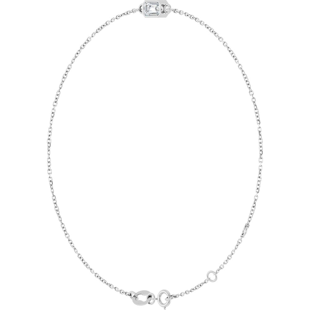 14K Emerald-Cut Bezel Diamond Bracelet