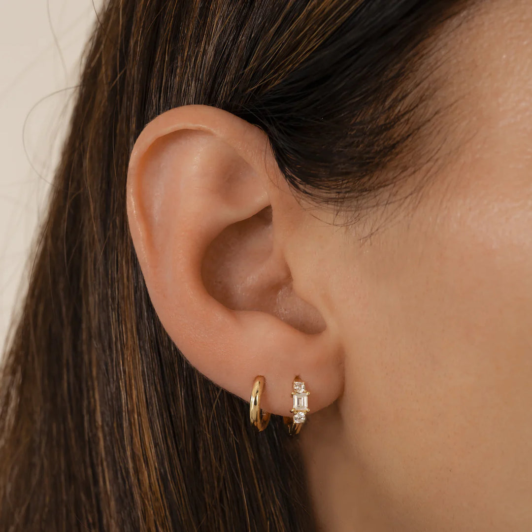 Baguette &amp; Round Mini Hoops
