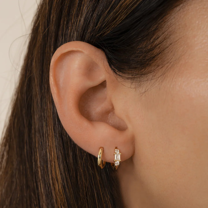 Baguette &amp; Round Mini Hoops