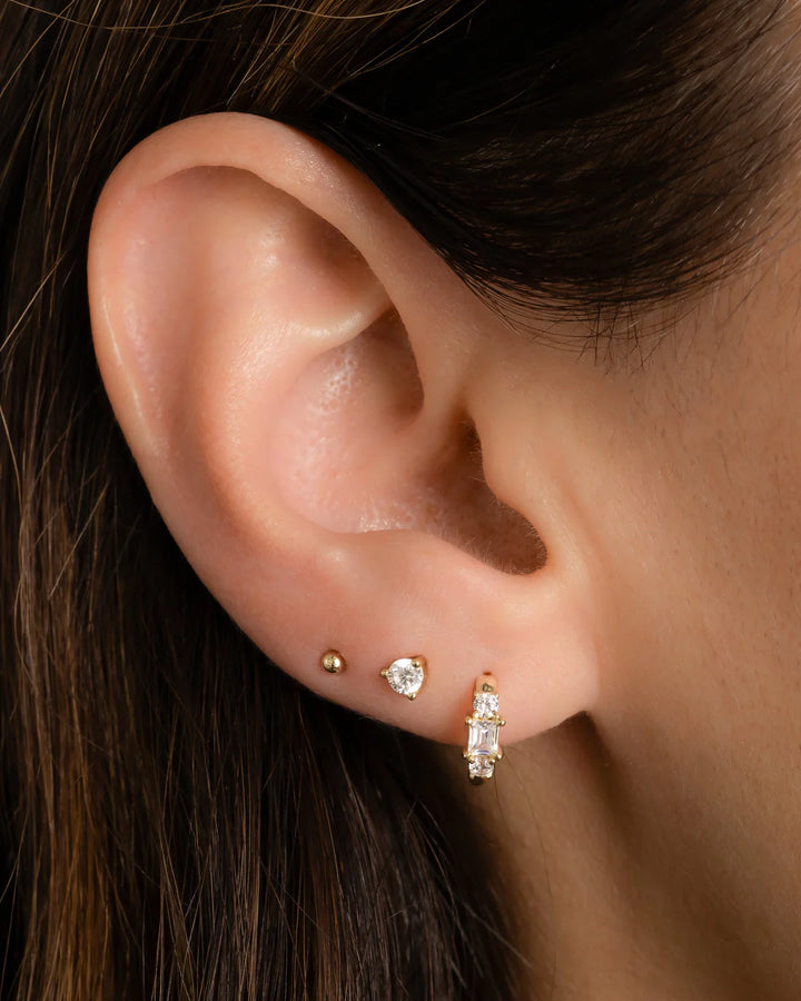 Baguette &amp; Round Mini Hoops