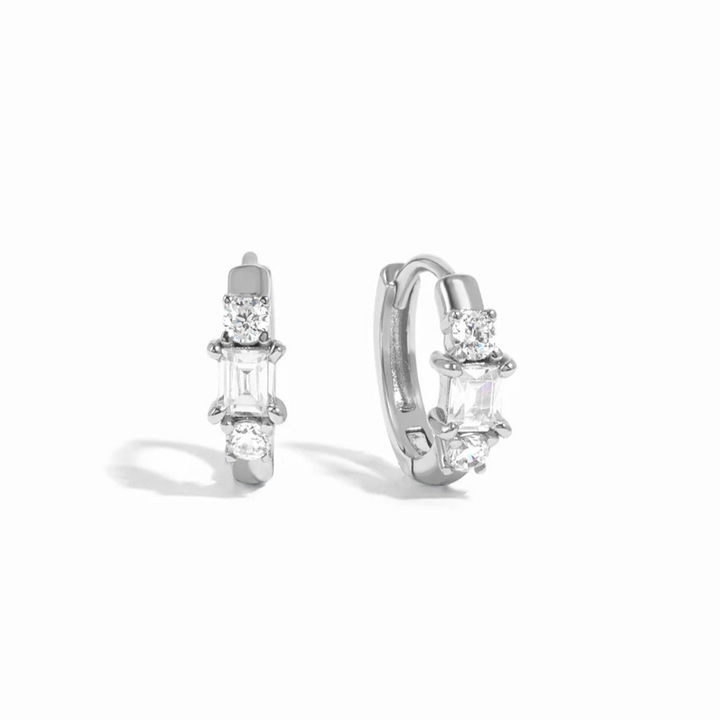 Baguette &amp; Round Mini Hoops