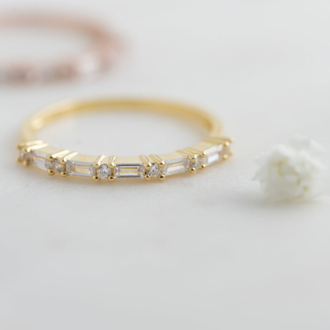 Baguette &amp; Round Stack Ring