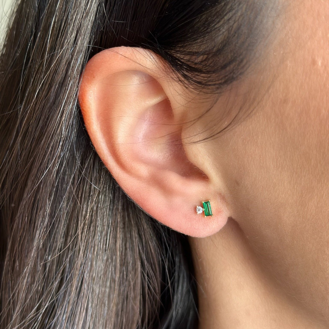 Baguette &amp; Round Stud