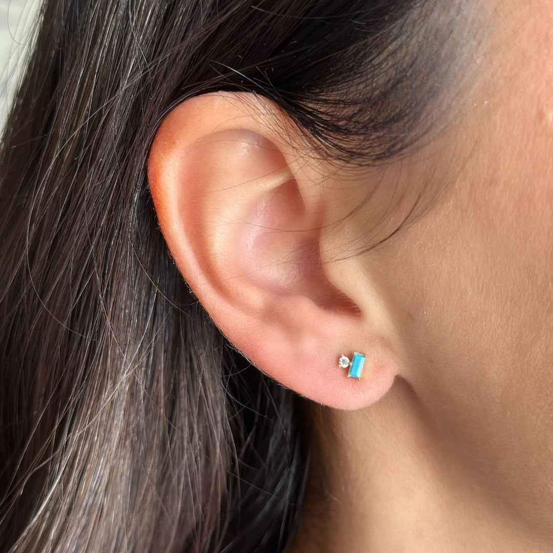 Baguette &amp; Round Stud