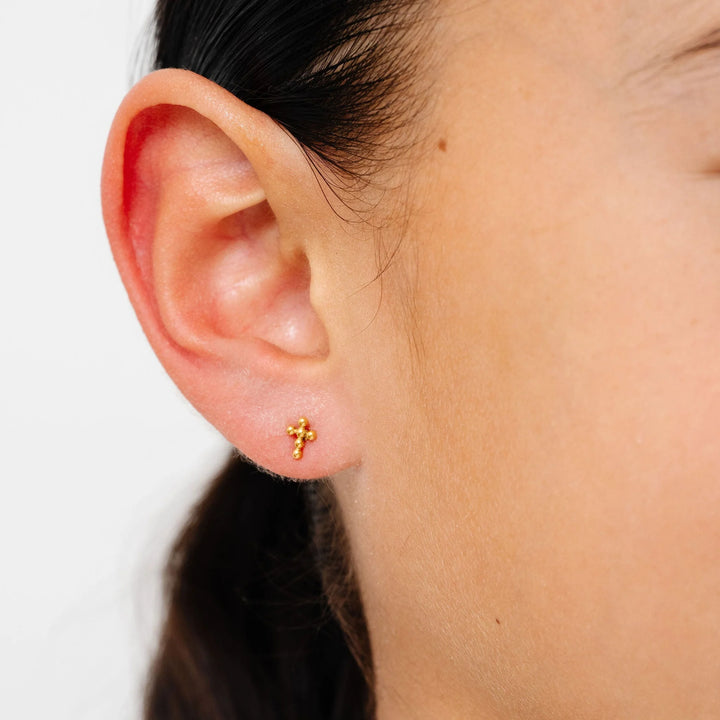 Beaded Cross Studs