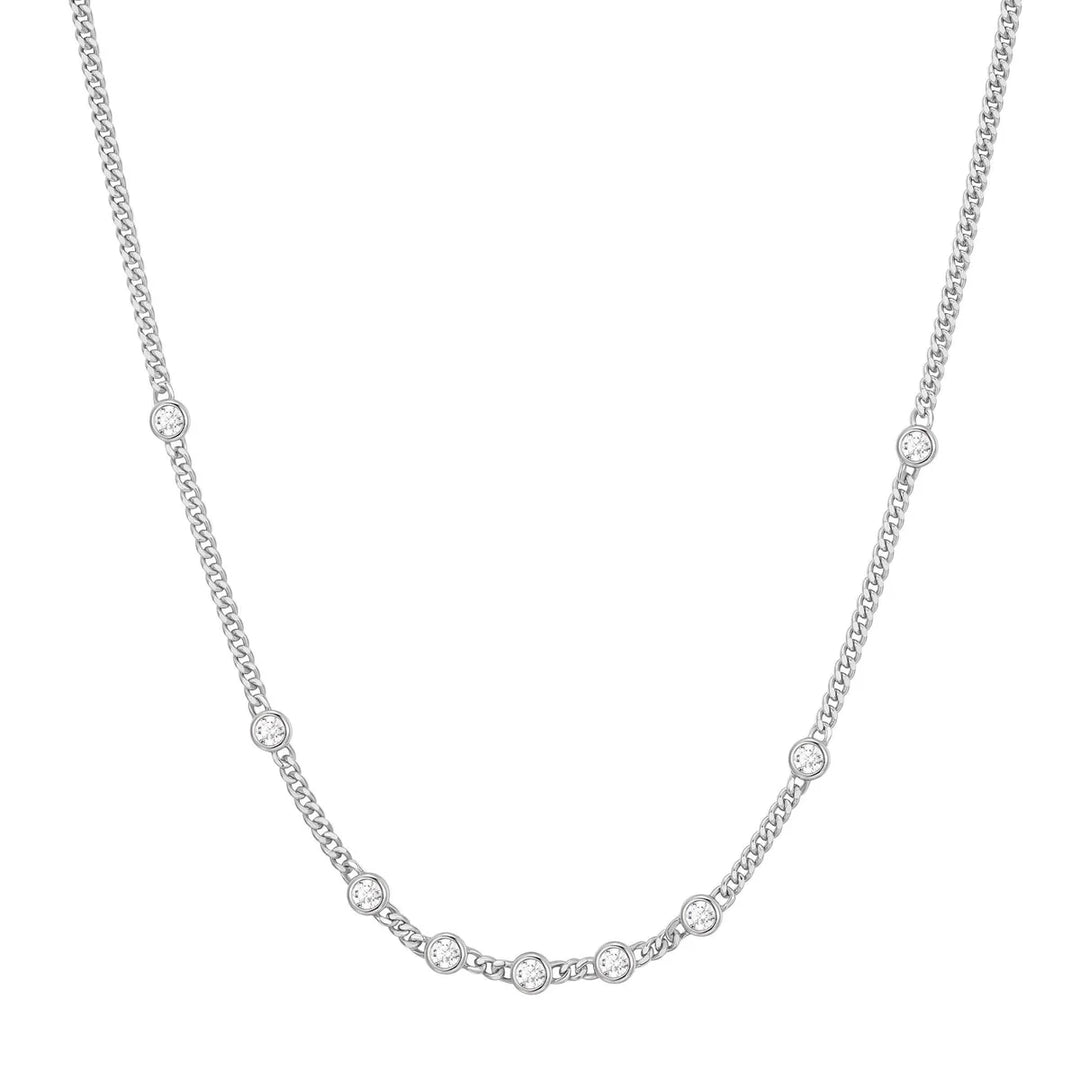 Bezel Curb Link Station Necklace-Embark Fine Jewelry