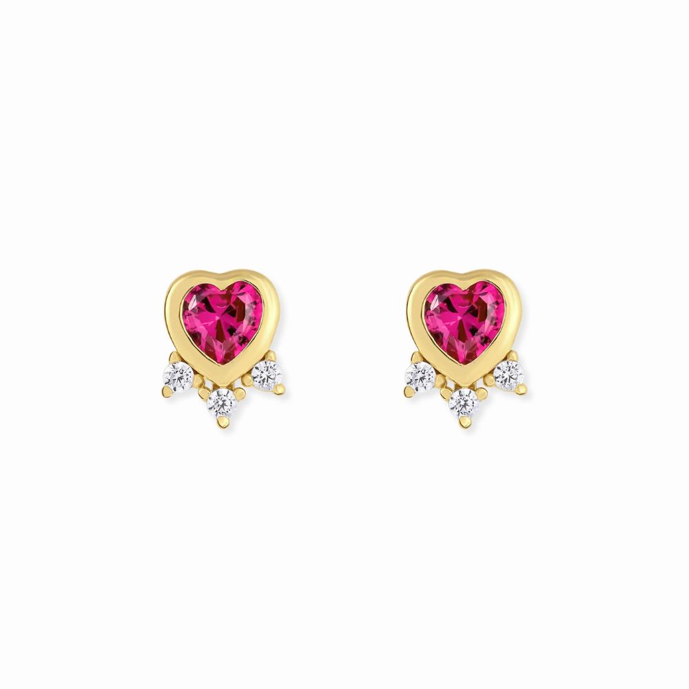 Bezel Heart Burst Studs - 3 Colors