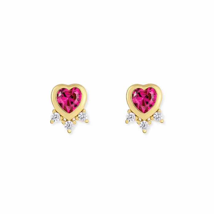 Bezel Heart Burst Studs - 3 Colors