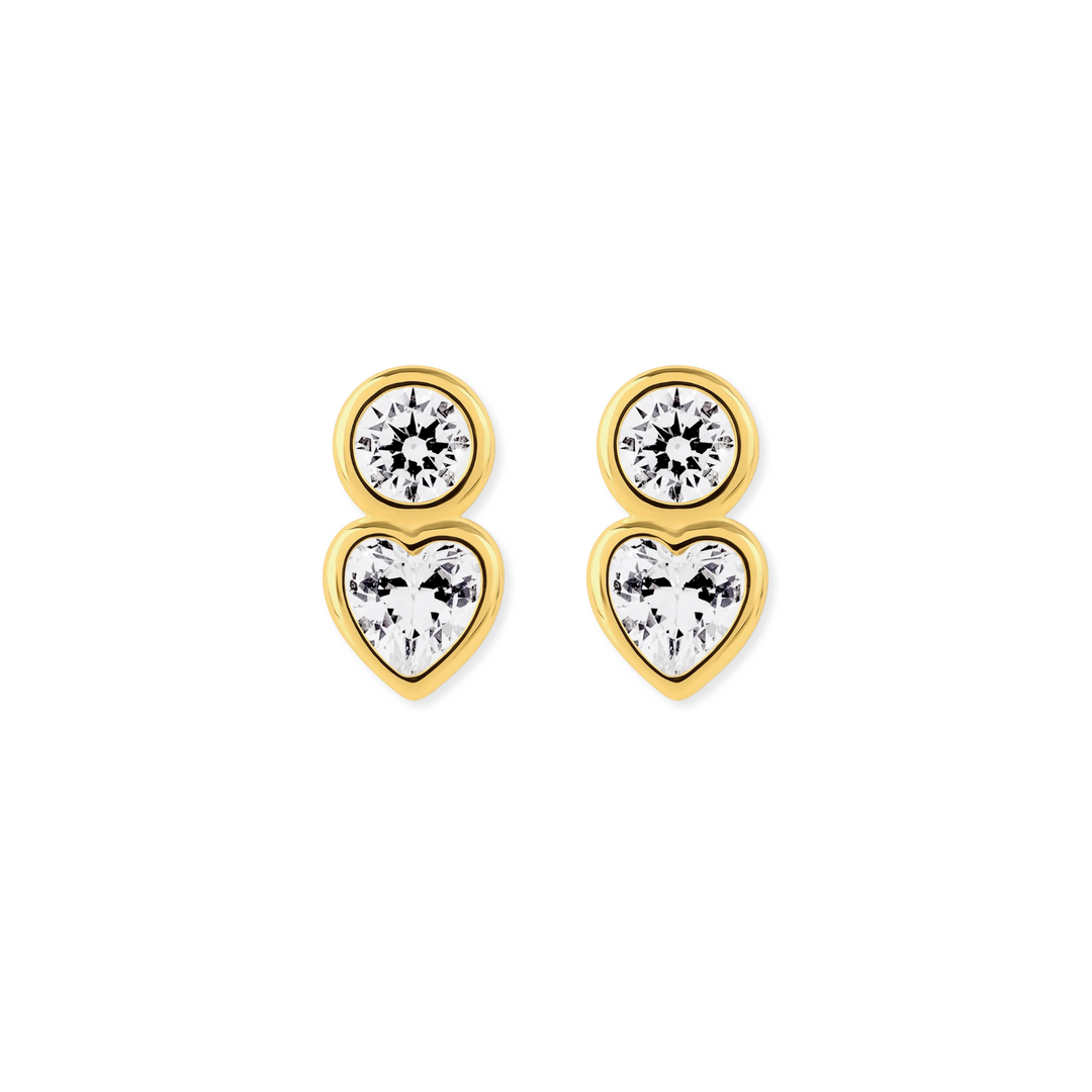 Bezel Heart Stack Studs-Embark Fine Jewelry