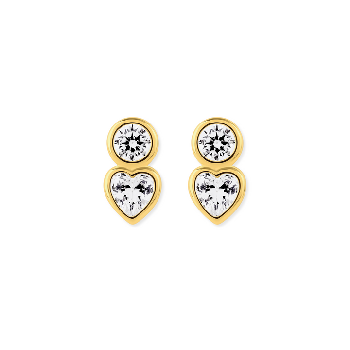Bezel Heart Stack Studs-Embark Fine Jewelry