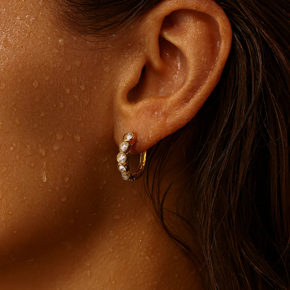 Bezel Mini Hoop Earrings