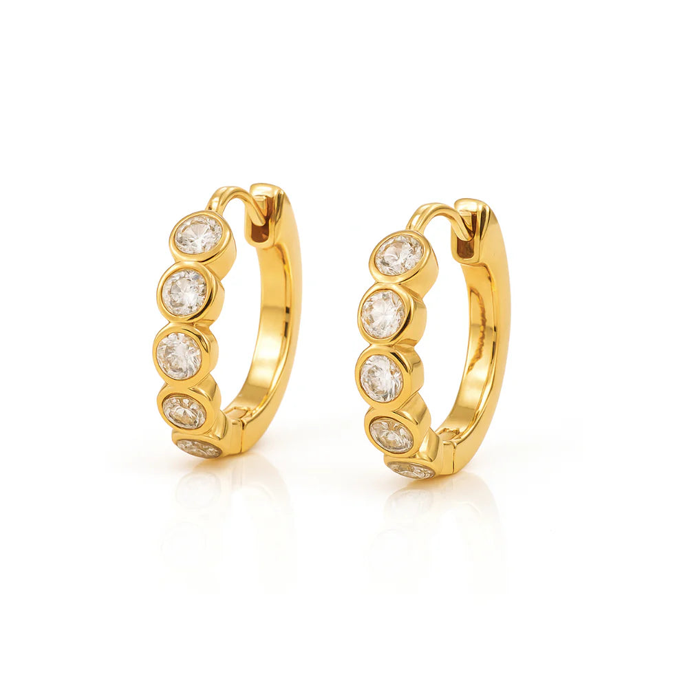 Bezel Mini Hoop Earrings